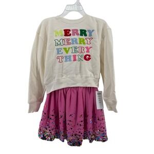 Girls‎ Merry Merry Everything Sequin Skirt Sweatshirt Set Size M 10/12 Holiday